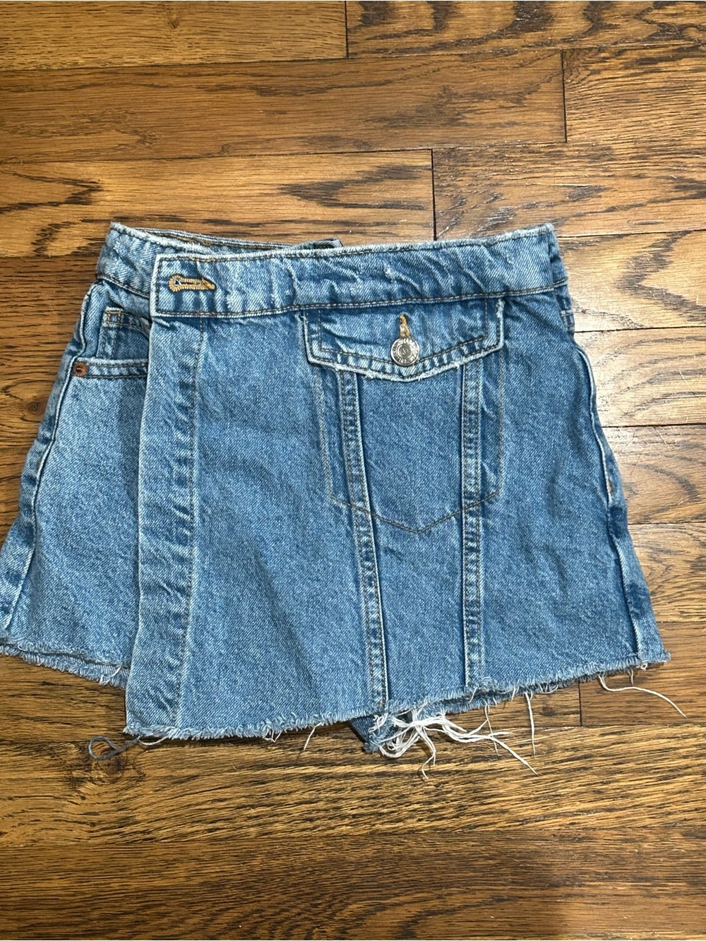 Zara Blue Denim Mini Shorts with Frayed Hem